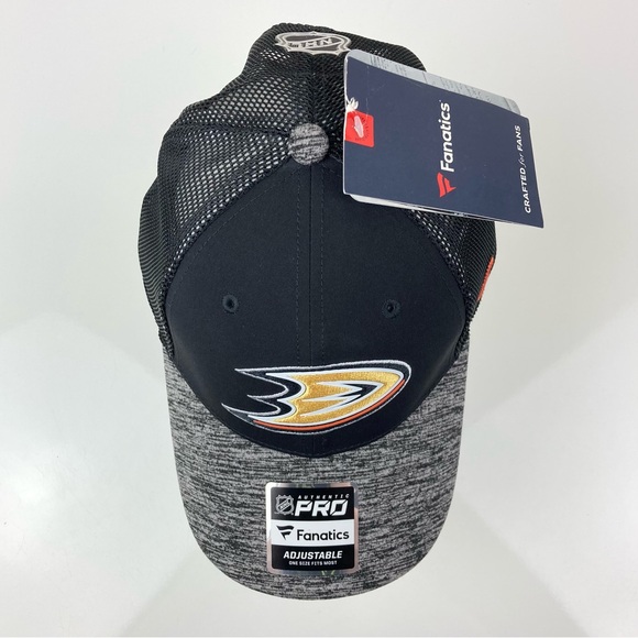 Fanatics Anaheim Ducks NHL Black & Gray Embroidered Logo Mesh Snapback Hat NWT! - Picture 6 of 12